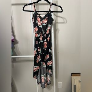 kids Black with flowers Hi-lo dress